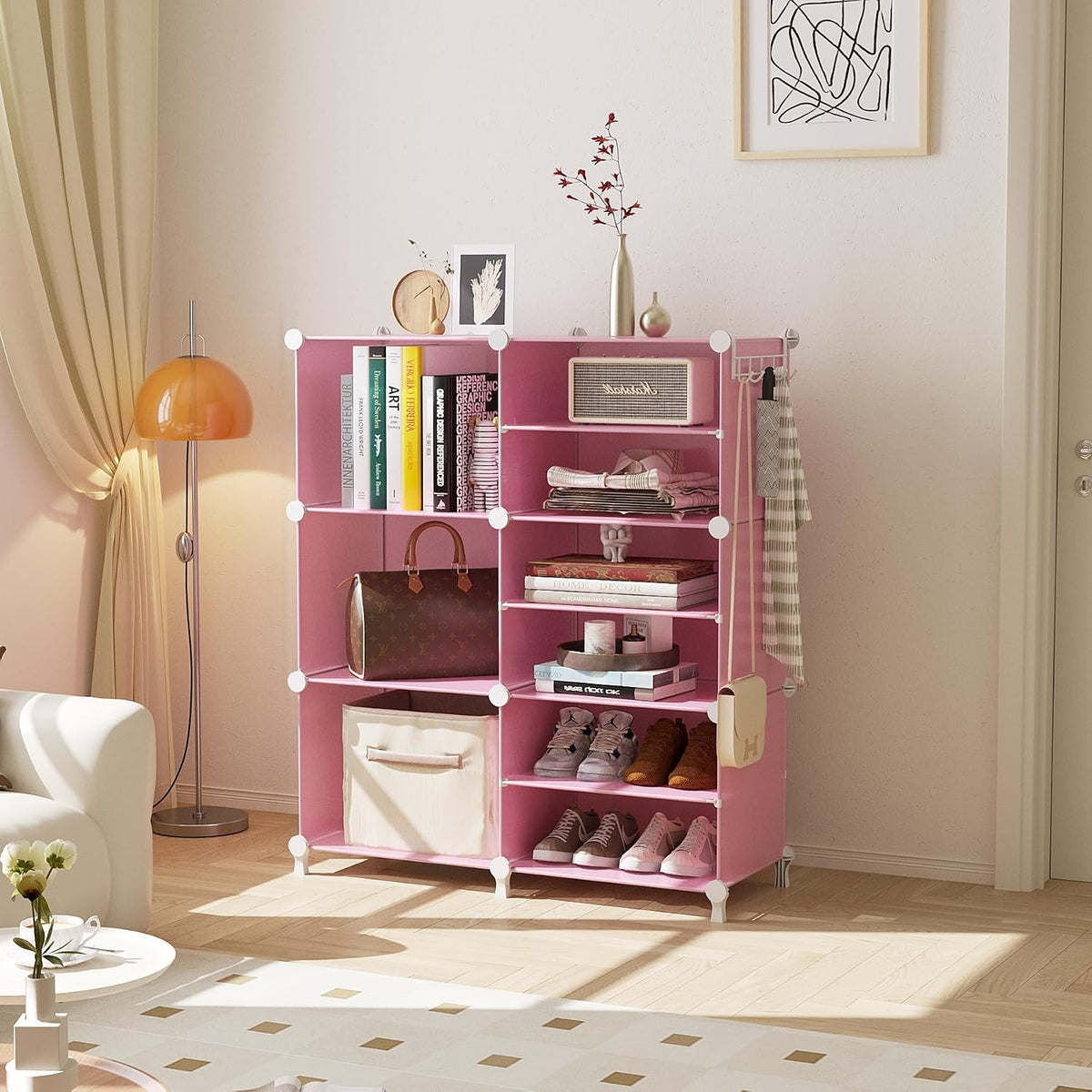 6 Cube Closet Organizer Storage Shelves, Pink