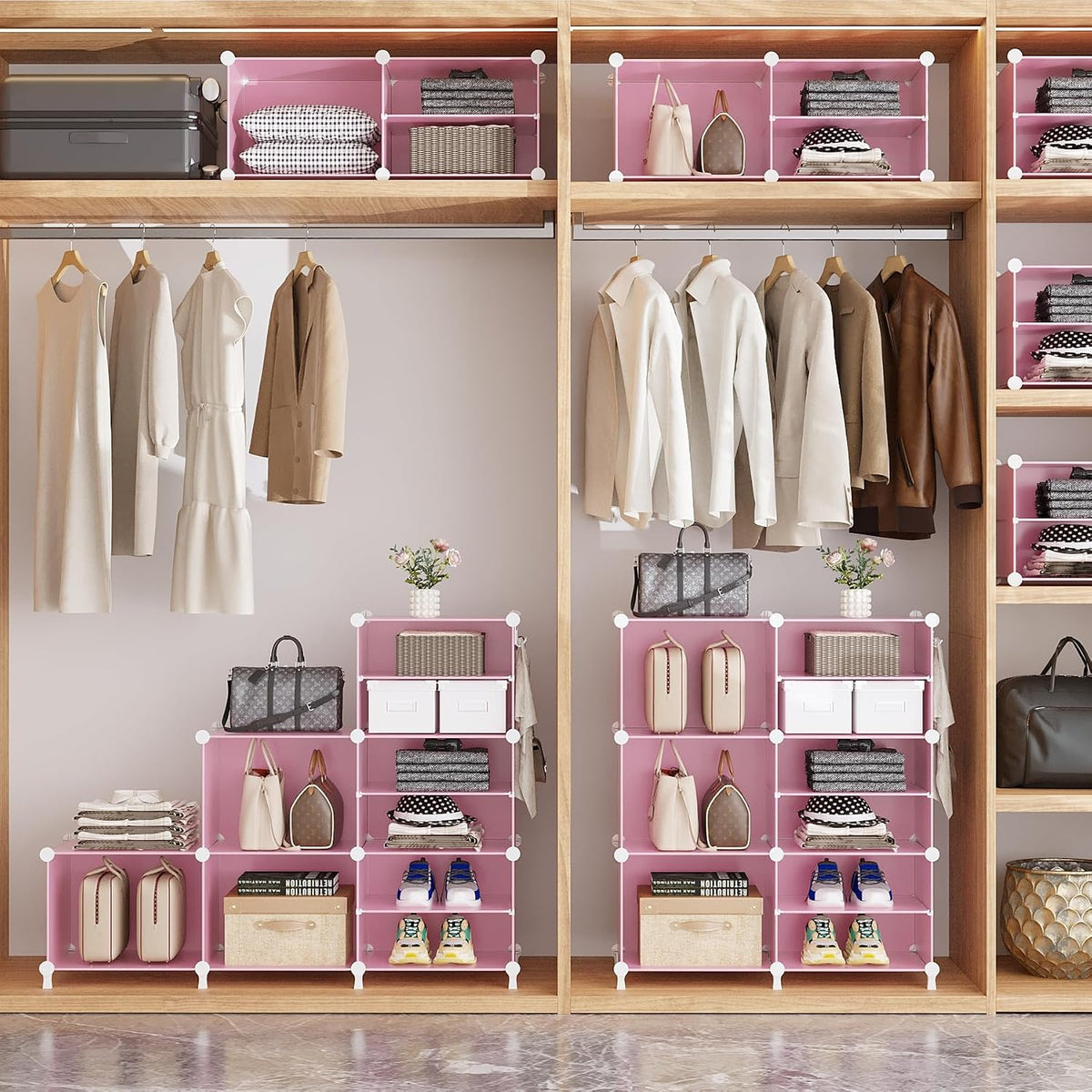 6 Cube Closet Organizer Storage Shelves, Pink