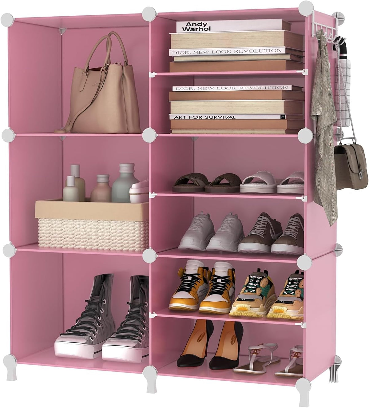 6 Cube Closet Organizer Storage Shelves, Pink