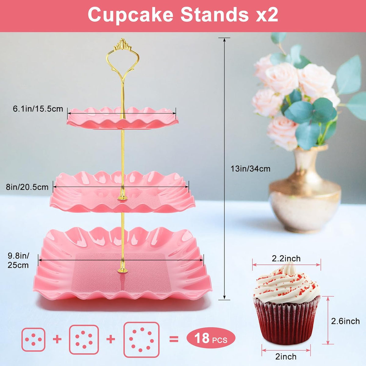 8 Pieces Cupcake Stand Set, Dessert Tower Tray for Tea Party