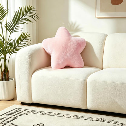 Pink Star Pillow 19" Large Soft Faux Plush Floor Cushions for Women Girls
