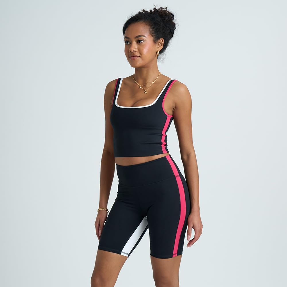 Two piece workout sets for women, 2 piece Gym Sets Tank Top Shelf Sports Bra And Matching Biker Shorts Running Work Out Yoga