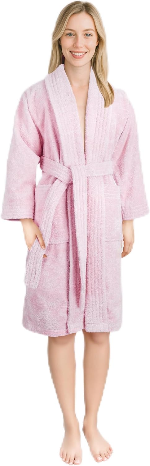 Women’s 100% Cotton Terry Bathrobe – Soft, Absorbent, Quick Dry Turkish Robes for Women Quality Housecoat