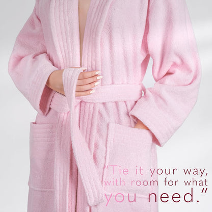 Women’s 100% Cotton Terry Bathrobe – Soft, Absorbent, Quick Dry Turkish Robes for Women Quality Housecoat