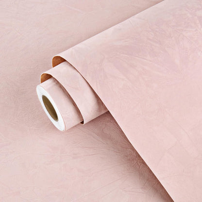 Flocking Fabric Wallpaper Floral Leaves Pink Velvet Wallpaper Peel and Stick DIY Self Adhesive Pink Contact Paper for Drawer Liner Bedroom Cabinets 17.5''x78.7'' Soft Fluff for Jewelry Box