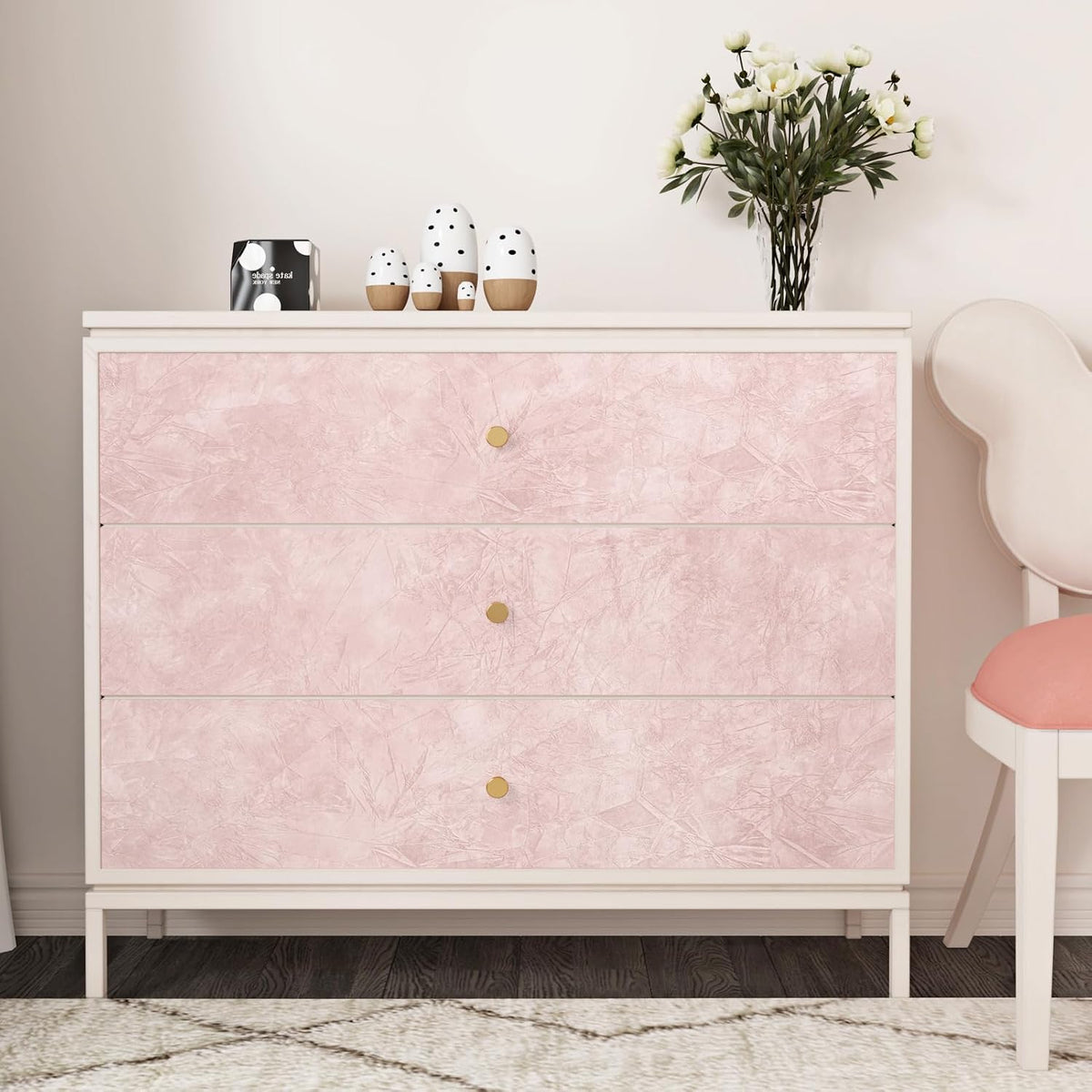 Flocking Fabric Wallpaper Floral Leaves Pink Velvet Wallpaper Peel and Stick DIY Self Adhesive Pink Contact Paper for Drawer Liner Bedroom Cabinets 17.5''x78.7'' Soft Fluff for Jewelry Box