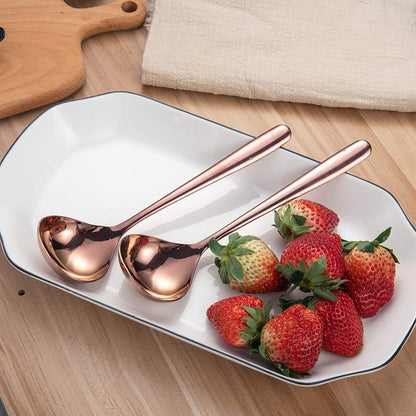 Soup Ladle, 4 Pack Durable SUS 304 Stainless Steel with Polished Titanium Plated Big Volume Soup Spoon, Kitchen Gadget Utensil 8-Inch (Rose Gold)