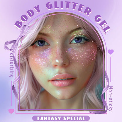 Roll-on Holographic Body Glitter Gel for Face Hair, Chameleon Color Changing Glitter Gel Under Light, Chunky Mermaid Sequins Festival Party Rave Accessories Shimmer Makeup (Sparkling Pink)