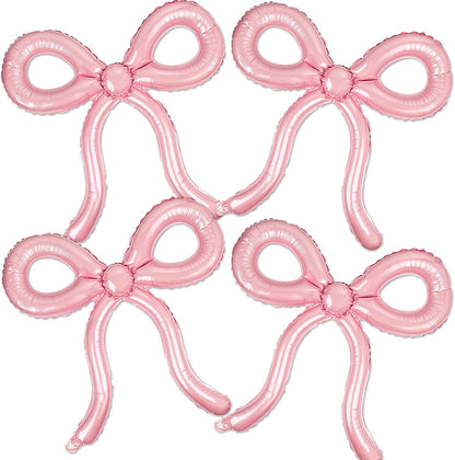 4 Pcs Pink Bow Balloons Bow Birthday Decorations for Girls Women Bow Theme Valentines Day Party Decorations for Bridal Shower Baby Shower Engagement Bachelorette Party Decorations 26 x 24 Inch
