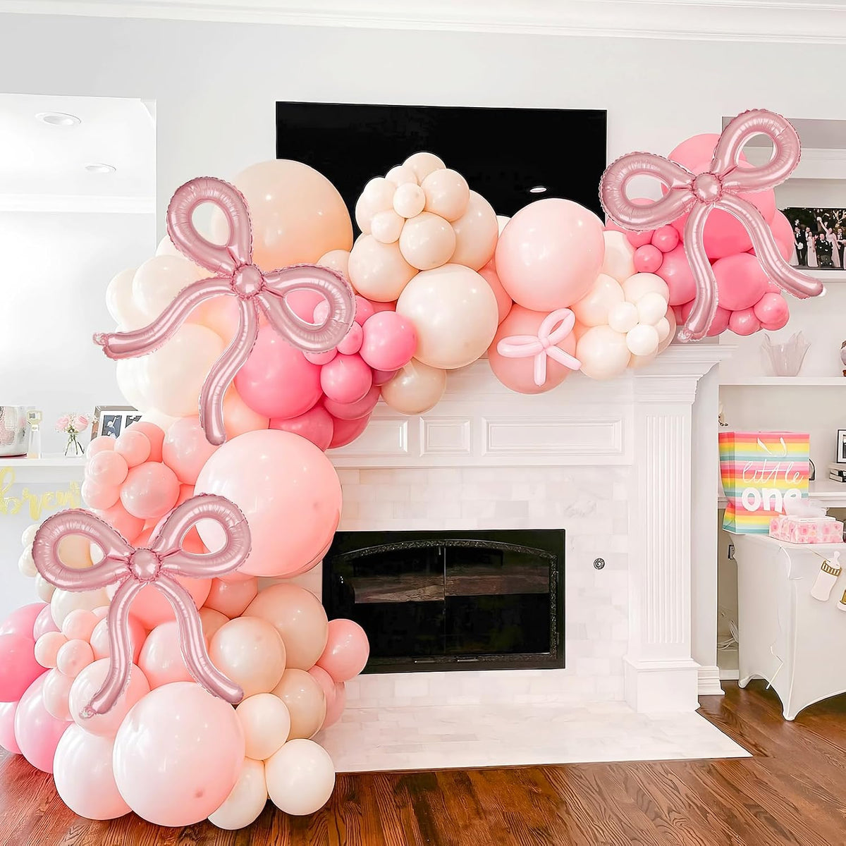 4 Pcs Pink Bow Balloons Bow Birthday Decorations for Girls Women Bow Theme Valentines Day Party Decorations for Bridal Shower Baby Shower Engagement Bachelorette Party Decorations 26 x 24 Inch