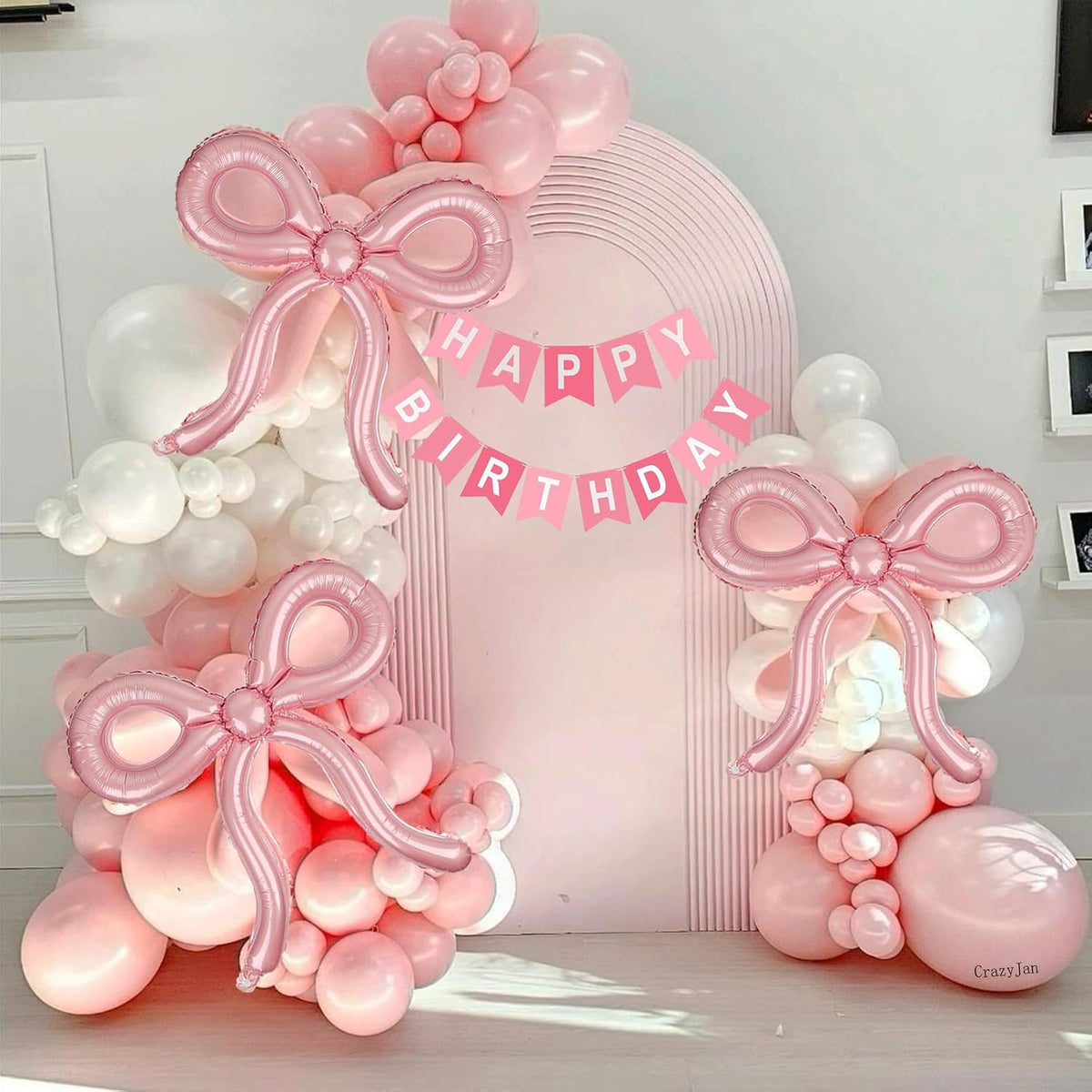 4 Pcs Pink Bow Balloons Bow Birthday Decorations for Girls Women Bow Theme Valentines Day Party Decorations for Bridal Shower Baby Shower Engagement Bachelorette Party Decorations 26 x 24 Inch