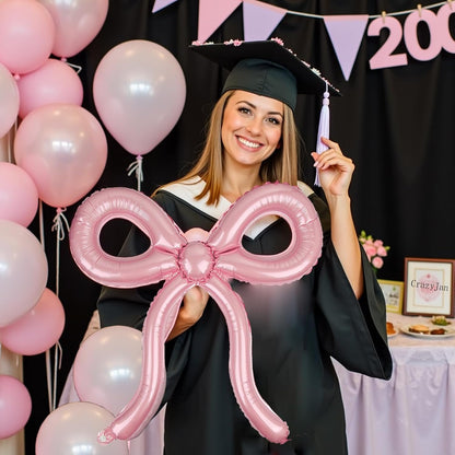 4 Pcs Pink Bow Balloons Bow Birthday Decorations for Girls Women Bow Theme Valentines Day Party Decorations for Bridal Shower Baby Shower Engagement Bachelorette Party Decorations 26 x 24 Inch