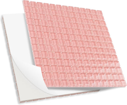 169 Particles Self-Adhesive 0.4X0.4 Inch Square Mosaic Tile. Hobbies Children Handmade Crystal Glass Tiles, Art Crafts, Mosaic Making Projects, Home Decoration DIY Art Projects (Pink)