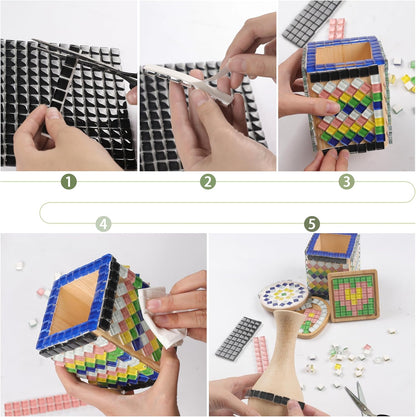169 Particles Self-Adhesive 0.4X0.4 Inch Square Mosaic Tile. Hobbies Children Handmade Crystal Glass Tiles, Art Crafts, Mosaic Making Projects, Home Decoration DIY Art Projects (Pink)
