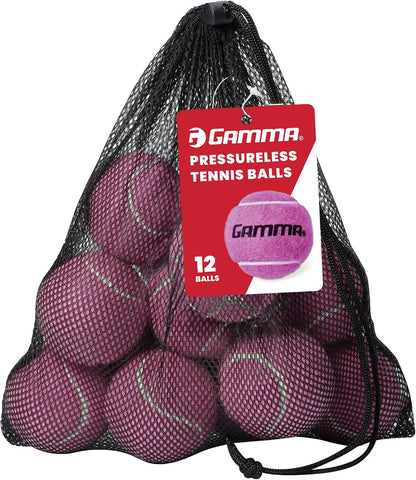 Gamma Pressureless Tennis Balls for Tennis Practice and Lessons, Longer-Term Durability and More Bounce Than Standard Tennis Balls, Pink, Bag of 12