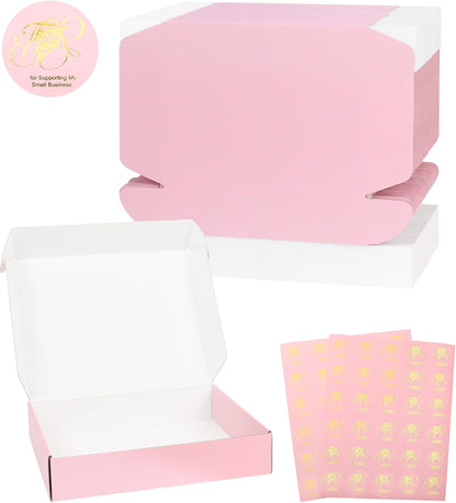 Pink Medium Shipping Boxes, 40 Pack 10"x8"x2" Corrugated Cardboard Box, Pink Shipping Mailing Boxes for Packaging