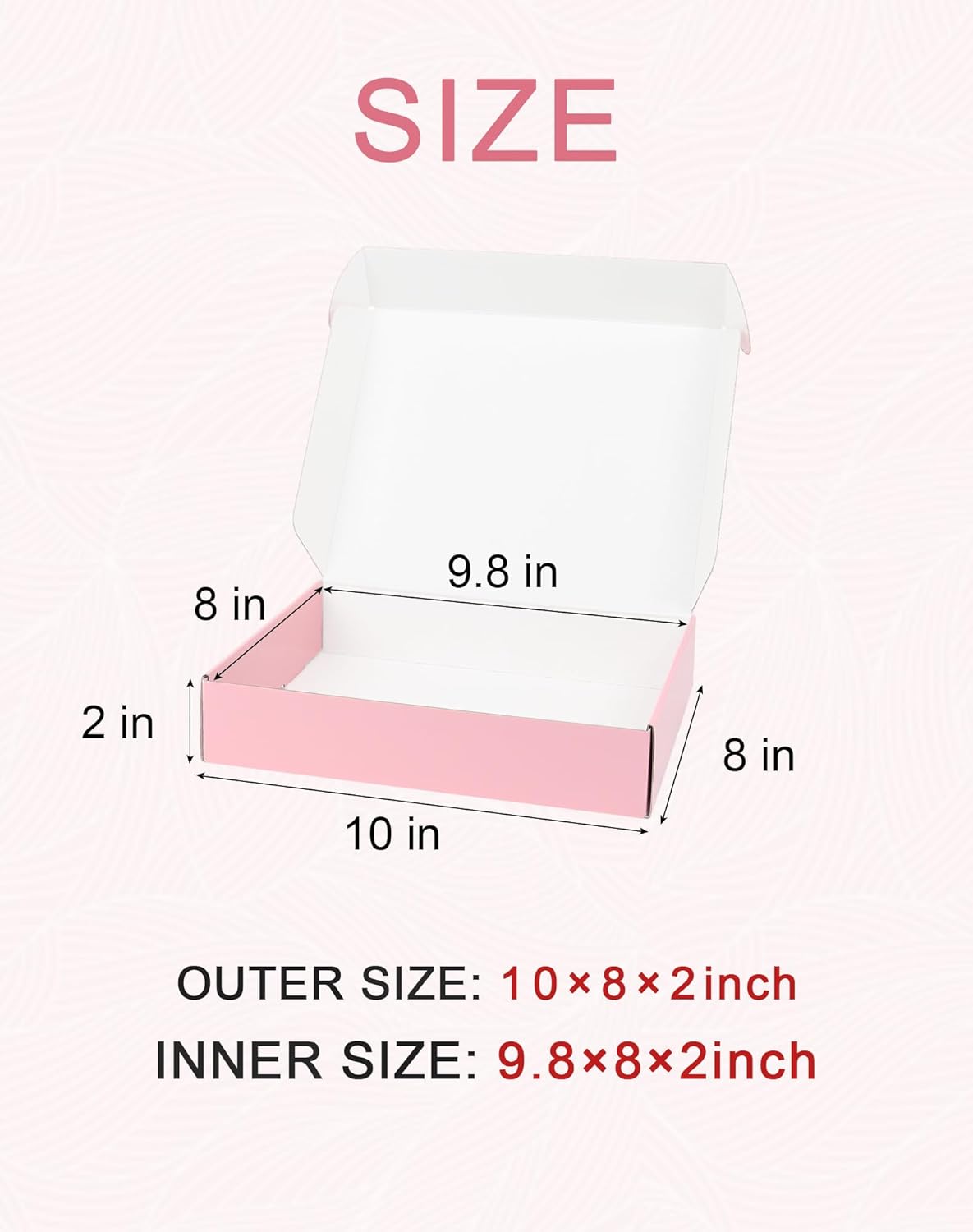 Pink Medium Shipping Boxes, 40 Pack 10"x8"x2" Corrugated Cardboard Box, Pink Shipping Mailing Boxes for Packaging