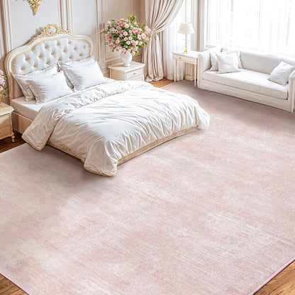 8x10 Washable Area Rug, Pink Solid Area Rugs for Living Room & Bedroom