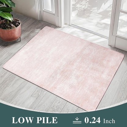 8x10 Washable Area Rug, Pink Solid Area Rugs for Living Room & Bedroom