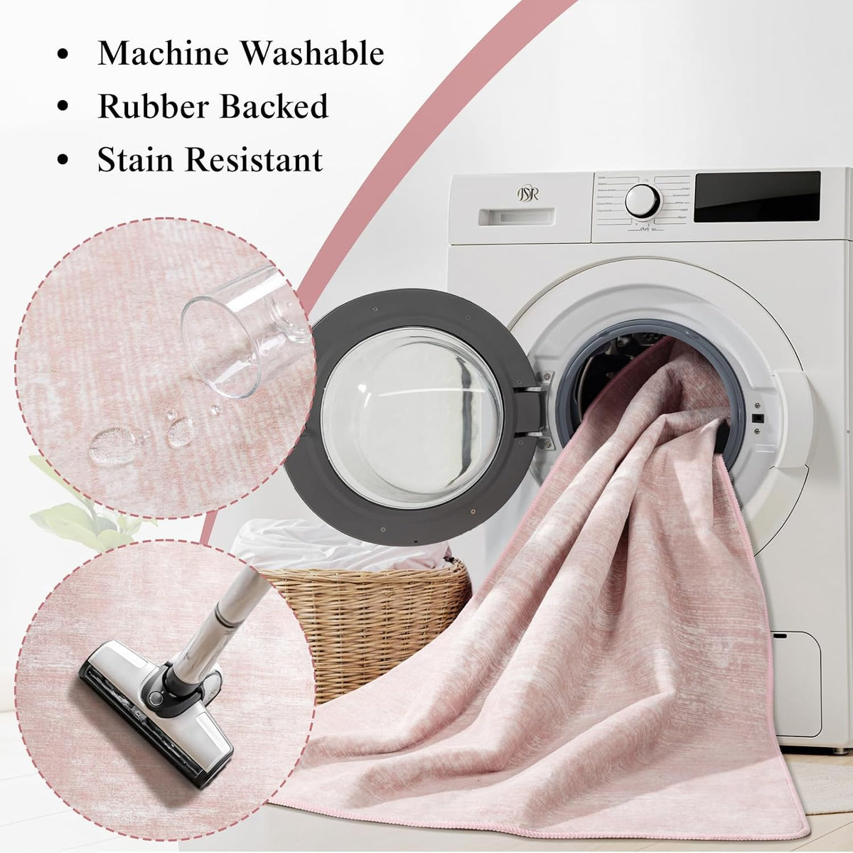 8x10 Washable Area Rug, Pink Solid Area Rugs for Living Room & Bedroom