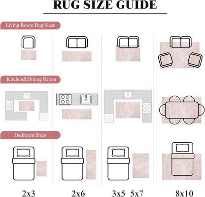 8x10 Washable Area Rug, Pink Solid Area Rugs for Living Room & Bedroom