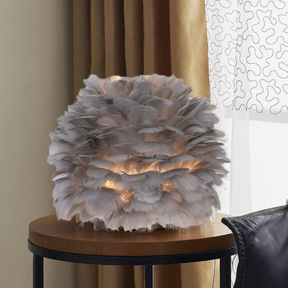 Pink Feather Table Lamp - Romantic Swan Design, Aesthetic Bedroom Decor, Stylish Desk Lamp for Girls, Perfect Valentine's Gift, Chic Living Room Accent Gray