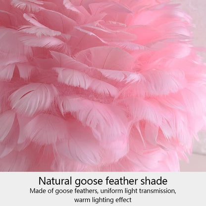 Pink Feather Table Lamp - Romantic Swan Design, Aesthetic Bedroom Decor, Stylish Desk Lamp for Girls, Perfect Valentine's Gift, Chic Living Room Accent Gray
