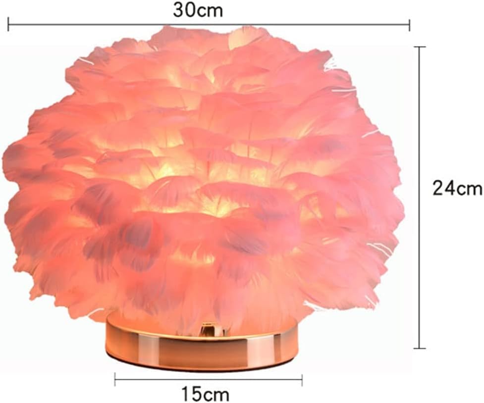 Pink Feather Table Lamp - Romantic Swan Design, Aesthetic Bedroom Decor, Stylish Desk Lamp for Girls, Perfect Valentine's Gift, Chic Living Room Accent Gray