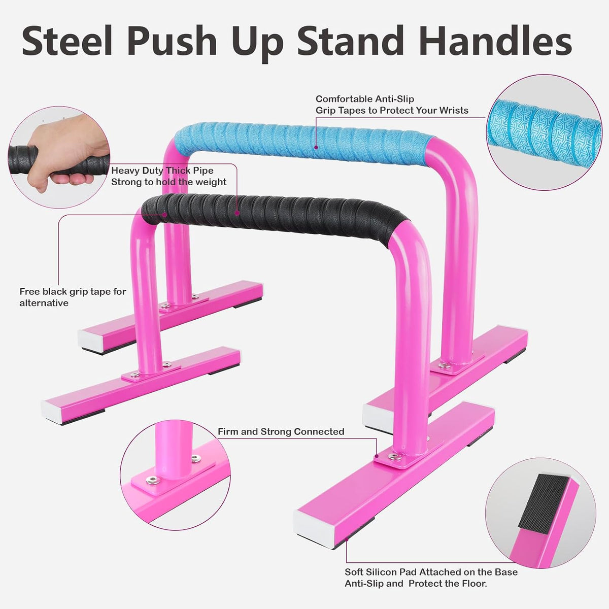 Strength Training Parallettes Push Up Bars, Pushup Handles Calisthenics Equipment for Home Workout, Anti-slip Gymnastics Bars, Handstand & Dip Bar for Outdoor Exercise