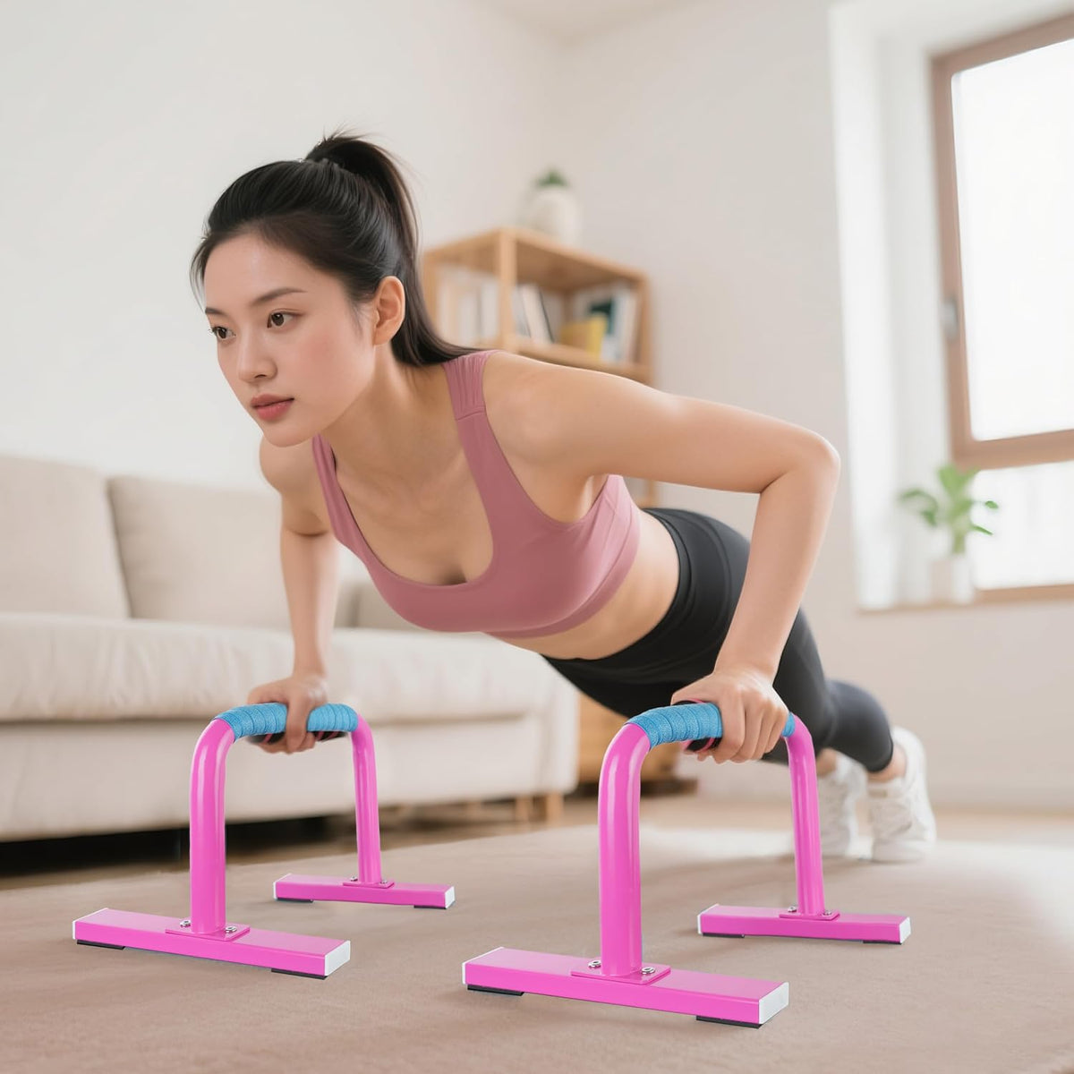 Strength Training Parallettes Push Up Bars, Pushup Handles Calisthenics Equipment for Home Workout, Anti-slip Gymnastics Bars, Handstand & Dip Bar for Outdoor Exercise