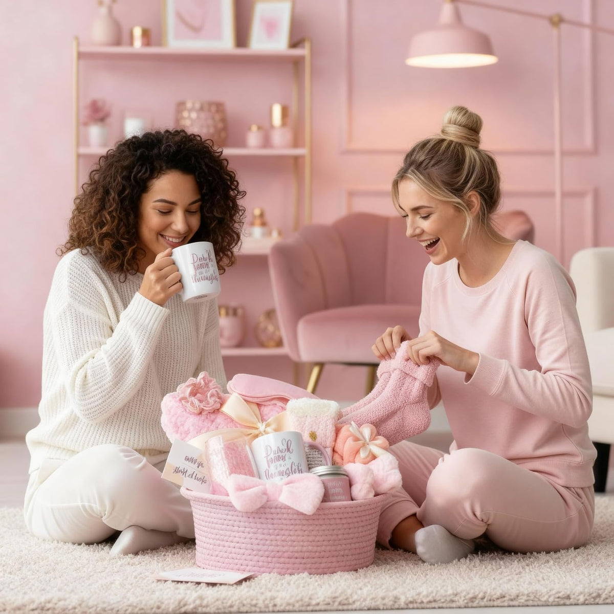 Gift Basket Set for Women Birthday Relaxing Spa Care,Pink