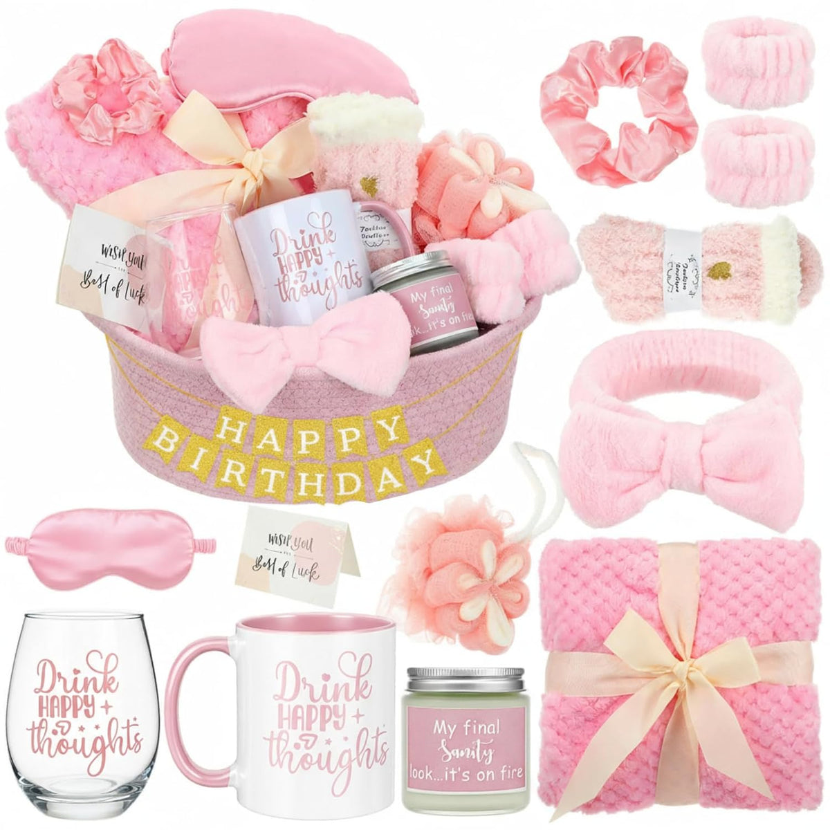 Gift Basket Set for Women Birthday Relaxing Spa Care,Pink