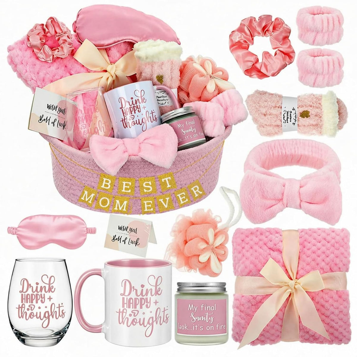 Gift Basket Set for Women Birthday Relaxing Spa Care,Pink