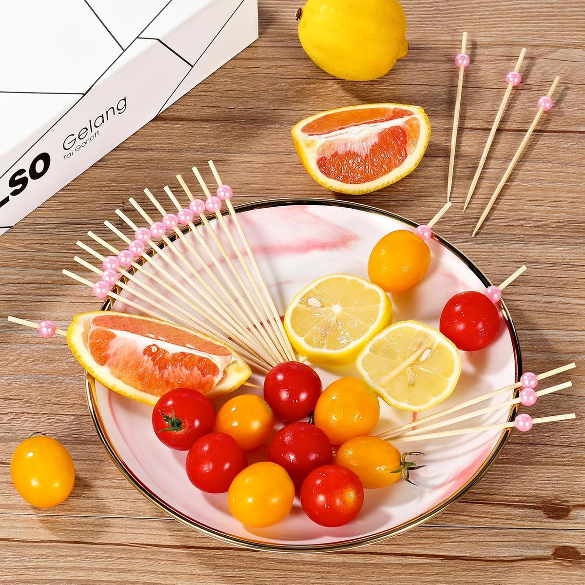[300 Pcs] Cocktail Picks Toothpicks for Appetizers - 4.7 inch Pink Pearl Cocktail Toothpicks for Drinks Charcuterie Accessories Burgers Sandwich Wedding Bridal Shower Party Decoration
