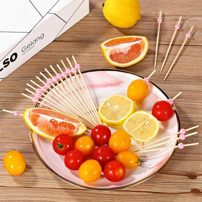 [300 Pcs] Cocktail Picks Toothpicks for Appetizers - 4.7 inch Pink Pearl Cocktail Toothpicks for Drinks Charcuterie Accessories Burgers Sandwich Wedding Bridal Shower Party Decoration