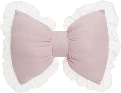 Bow Pillow for Couch, Pink Bow Pillow Throw Pillow Ruffle Lace Bow Pillows Decorative, Cute Bow Shaped Pillows for Sofa Couch Bed Living Room Bedroom Pink