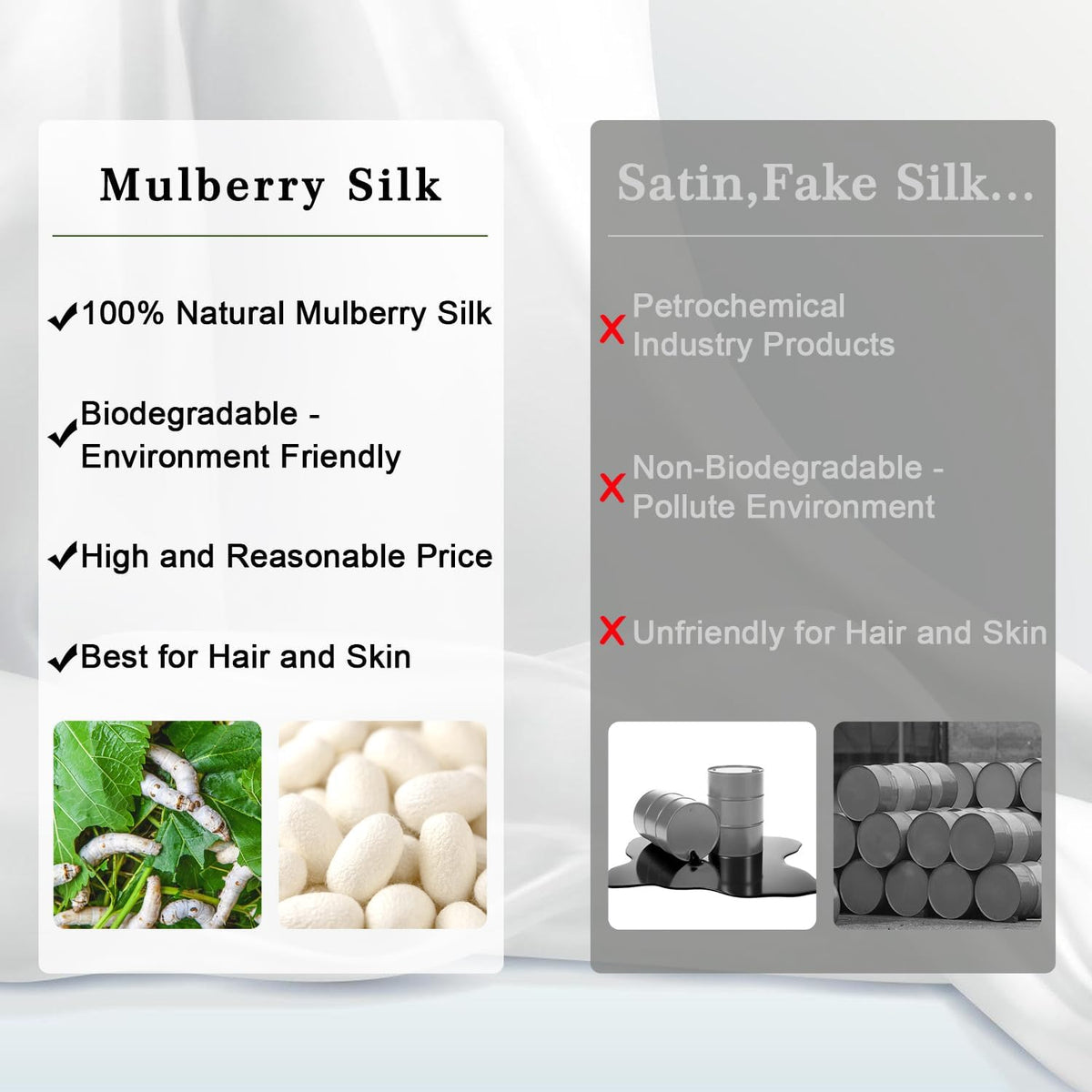 100% Pure Mulberry Silk Pillow Cases for Hair and Skin, Standard