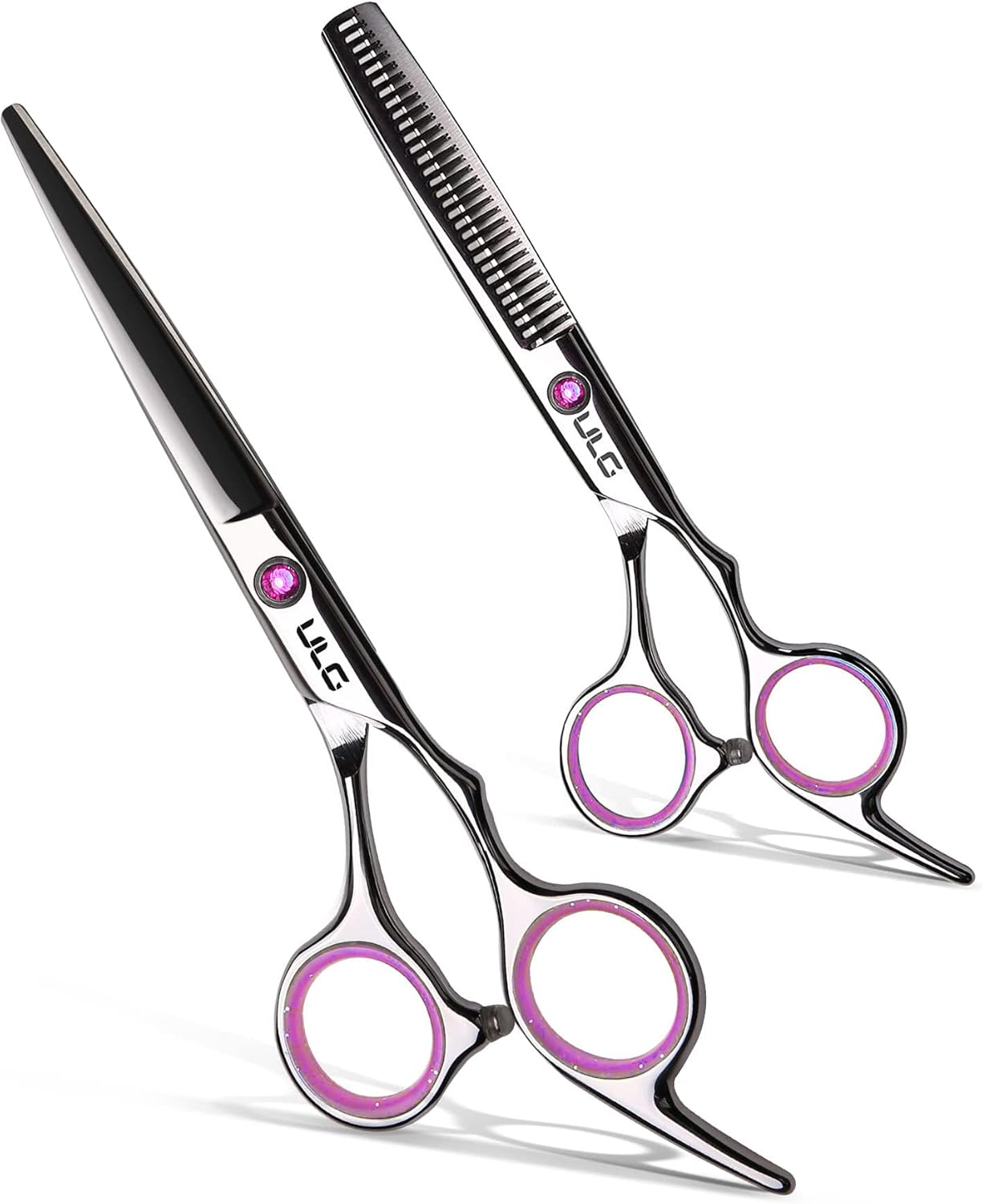 Hair Cutting Scissors Thinning Shears Kit Professional Hairdressing Texturizing Salon Razor Edge Scissor Japanese Stainless Steel 6.5 inch Pink