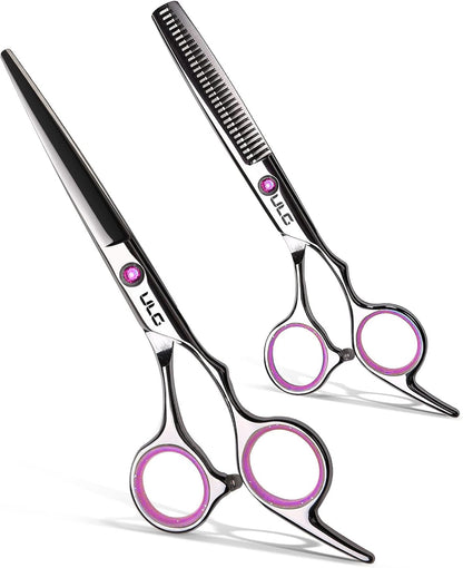Hair Cutting Scissors Thinning Shears Kit Professional Hairdressing Texturizing Salon Razor Edge Scissor Japanese Stainless Steel 6.5 inch Pink