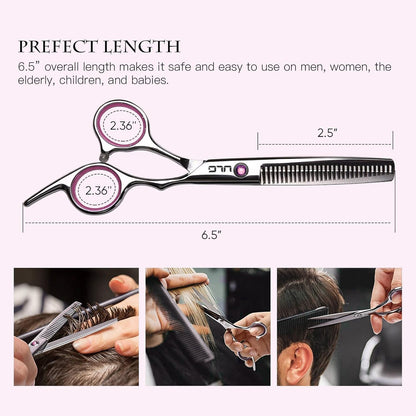 Hair Cutting Scissors Thinning Shears Kit Professional Hairdressing Texturizing Salon Razor Edge Scissor Japanese Stainless Steel 6.5 inch Pink