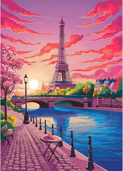 Diamond Painting Kits for Adults, Pink Scenery Full Drill Diamond Art Kits for Beginners,Round 5D DIY Diamond Dots Paintings, Diamonds Pictures Gem Art and Crafts Home Decor Gift