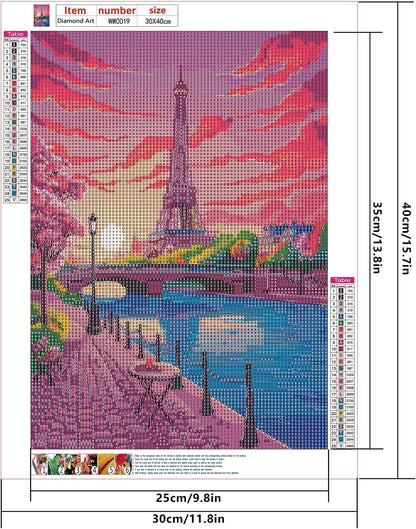 Diamond Painting Kits for Adults, Pink Scenery Full Drill Diamond Art Kits for Beginners,Round 5D DIY Diamond Dots Paintings, Diamonds Pictures Gem Art and Crafts Home Decor Gift