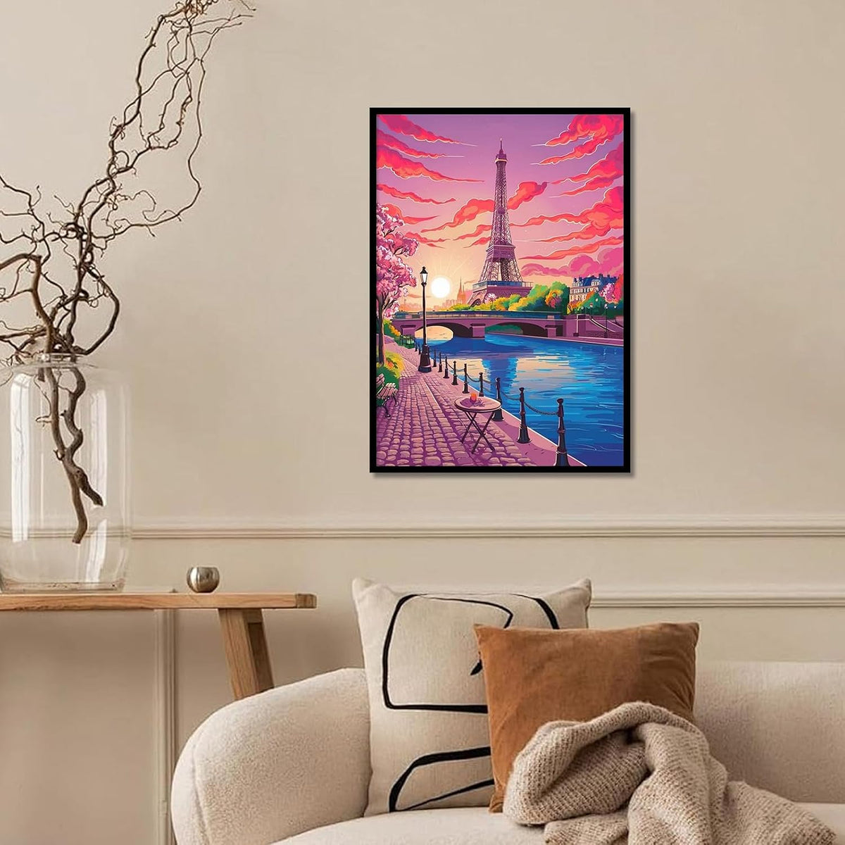Diamond Painting Kits for Adults, Pink Scenery Full Drill Diamond Art Kits for Beginners,Round 5D DIY Diamond Dots Paintings, Diamonds Pictures Gem Art and Crafts Home Decor Gift