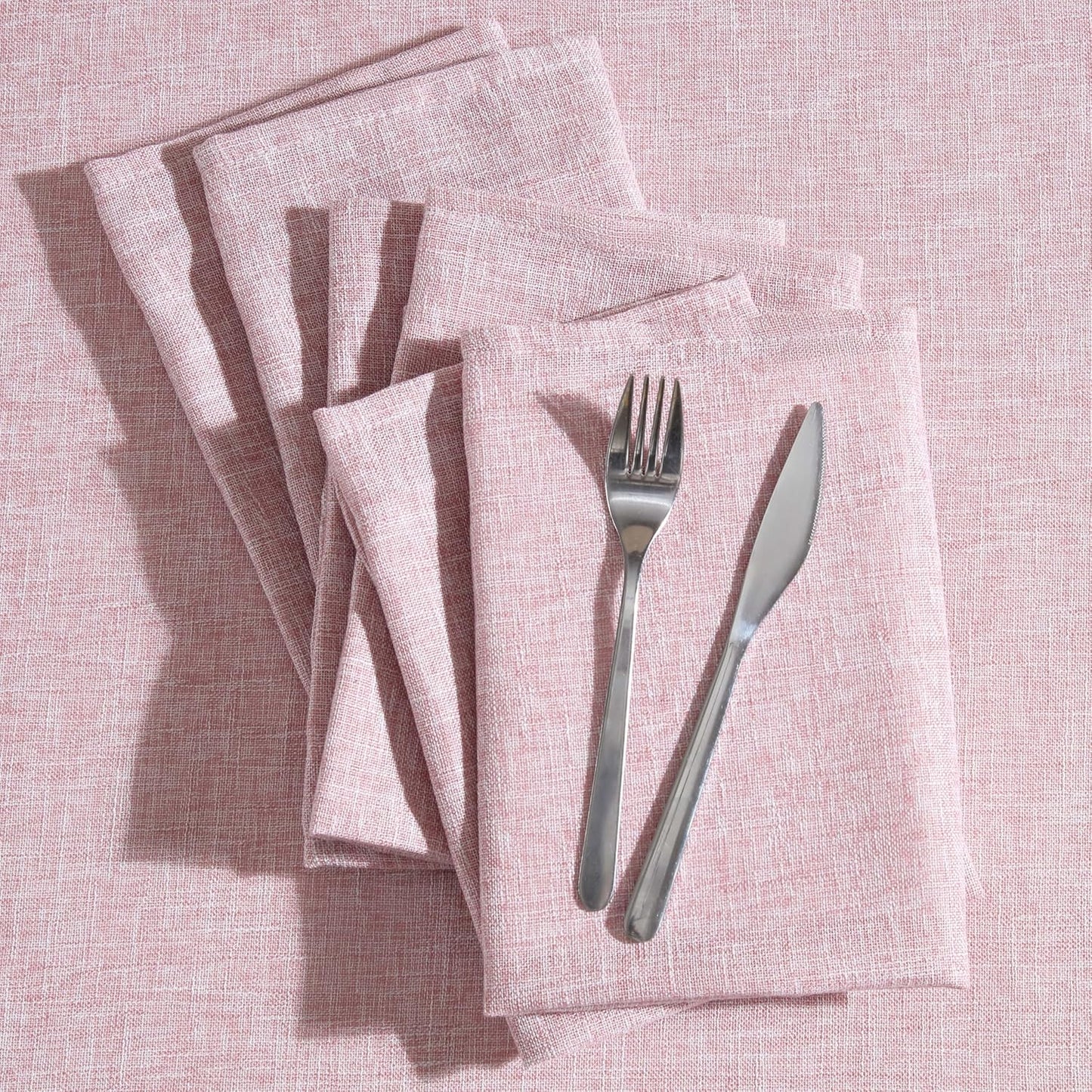 Laura Ashley Harper Luxuriously Smooth Fabric Napkins for Formal or Casual Dining, Holiday, Banquet, Wedding or Party, Set of 6 Napkins, Blush