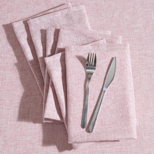 Laura Ashley Harper Luxuriously Smooth Fabric Napkins for Formal or Casual Dining, Holiday, Banquet, Wedding or Party, Set of 6 Napkins, Blush