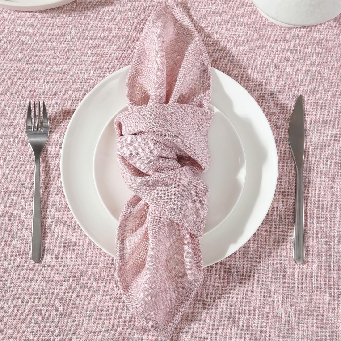 Laura Ashley Harper Luxuriously Smooth Fabric Napkins for Formal or Casual Dining, Holiday, Banquet, Wedding or Party, Set of 6 Napkins, Blush