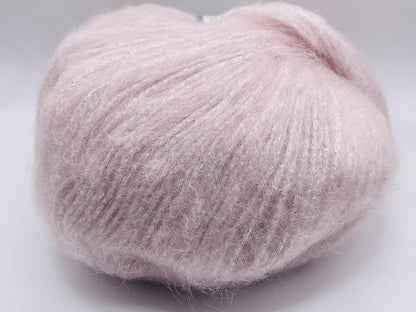 Powder Pink, Silver Charm - DK Weight Metallic Sparkle, Mohair Wool Acrylic Nylon Blend Yarn with Sparkle 50 Grams (1.75 Ounces) 200 Meters (218 Yards)