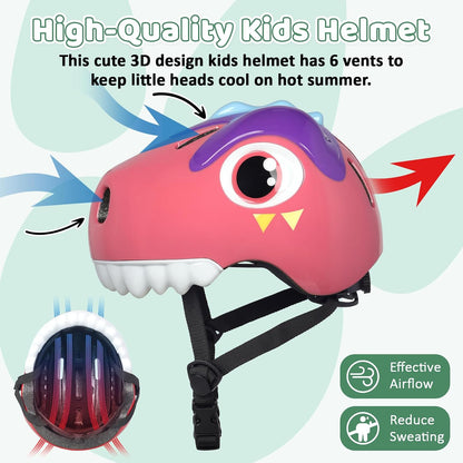 Dinosaur Bike Helmet for 1-3-5-8 Toddler Baby Kids, Lightweight Bicycle Helmet for Cycling Skateboard Roller Skate & Multi-Sports,2 Sizes for Boys and Girls