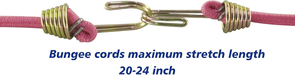 Mini Bungee Cord with Steel Hook, 14" X 4, Pink
