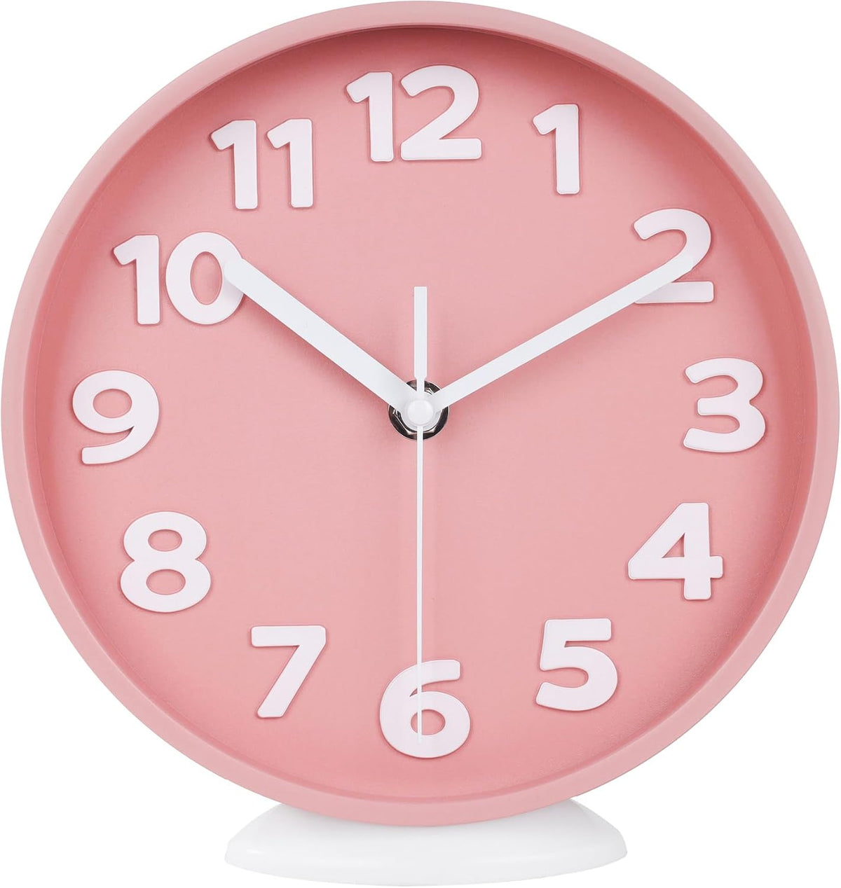 8 Inch Vibrant Pink Modern Wall Clock – Silent Non-Ticking, Bold 3D Numbers, Precise Quartz Movement | Decorative Desk & Wall Clock with Stand for Home, Kitchen, Bedroom, or Office